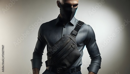 Belt Bag Design Mockup: European Bald Man in Black, Versatile for Everyday Accessory Design Visualization