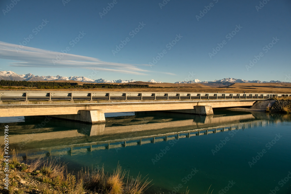 Rural MacKenzie country hydro canal and rural agricultural scenery Rural MacKenzie country hydro canal and rural agricultural scenery