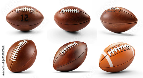 A collection of  American football on transparency background PNG photo