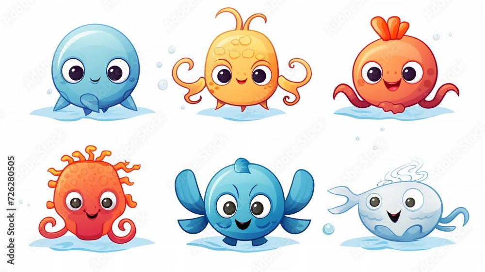 Sea Animals - Cute Crab, Lobster, Dolphin, Turtle

