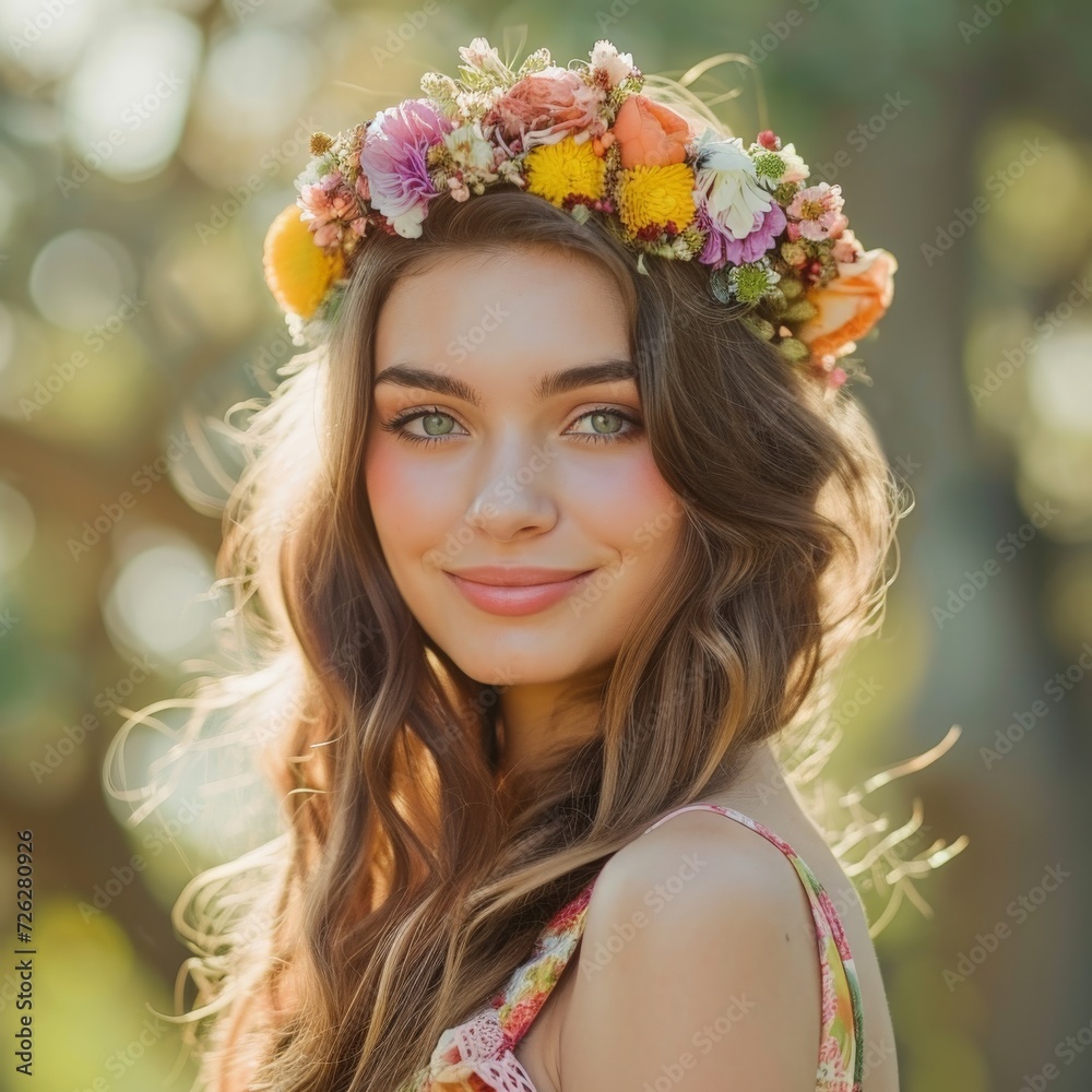 Woman Wearing Flower Crown Woman Wearing Flower Crown