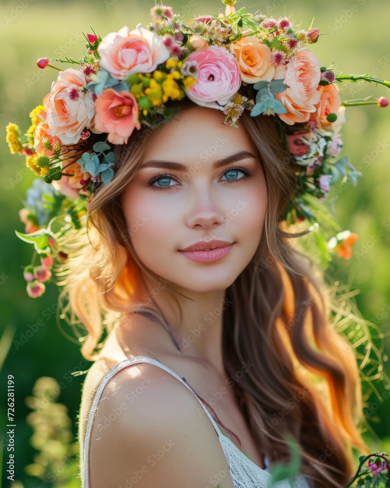 Naklejka premium Woman Wearing Flower Crown