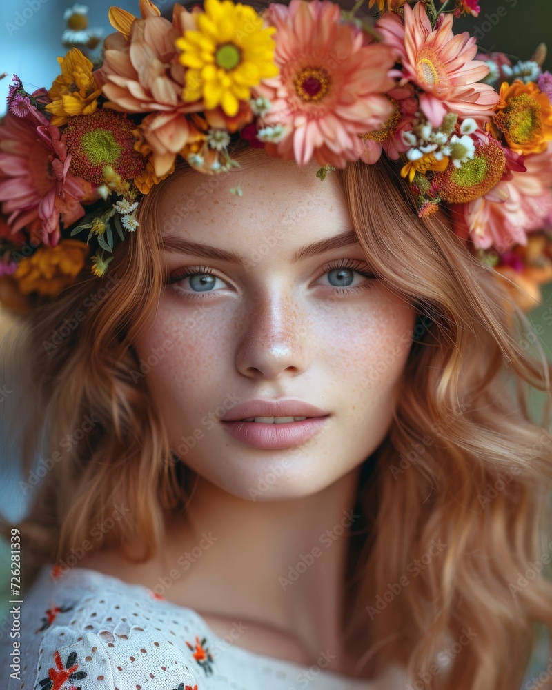 Woman Wearing Flower Crown Woman Wearing Flower Crown