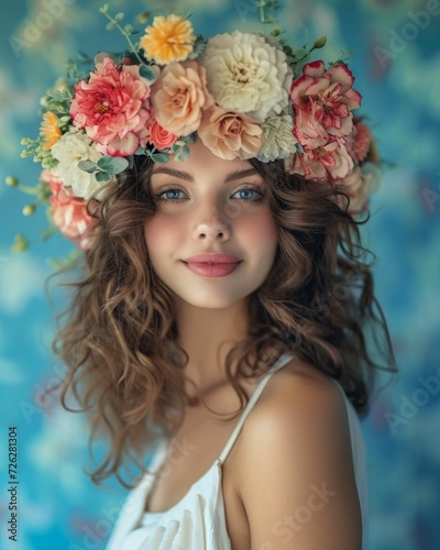 Woman Wearing Flower Crown