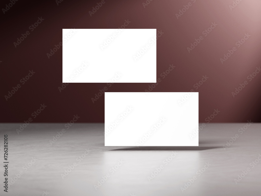 Elegant business card mockup on dark brown gradient background Elegant business card mockup on dark brown gradient background