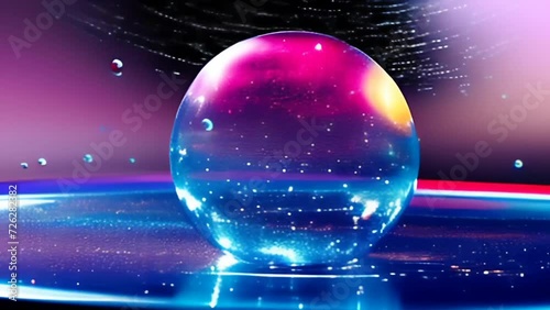 Glass Ball Floating on Table. Generative AI.