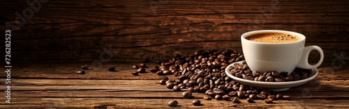 A Cup of Coffee Surrounded by Coffee Beans