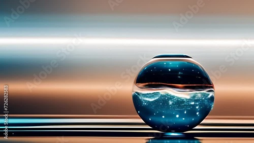 Glass Ball on Reflective Surface. Generative AI.