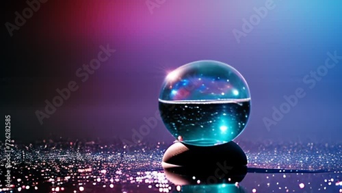 Crystal Ball Resting on Table. Generative AI.