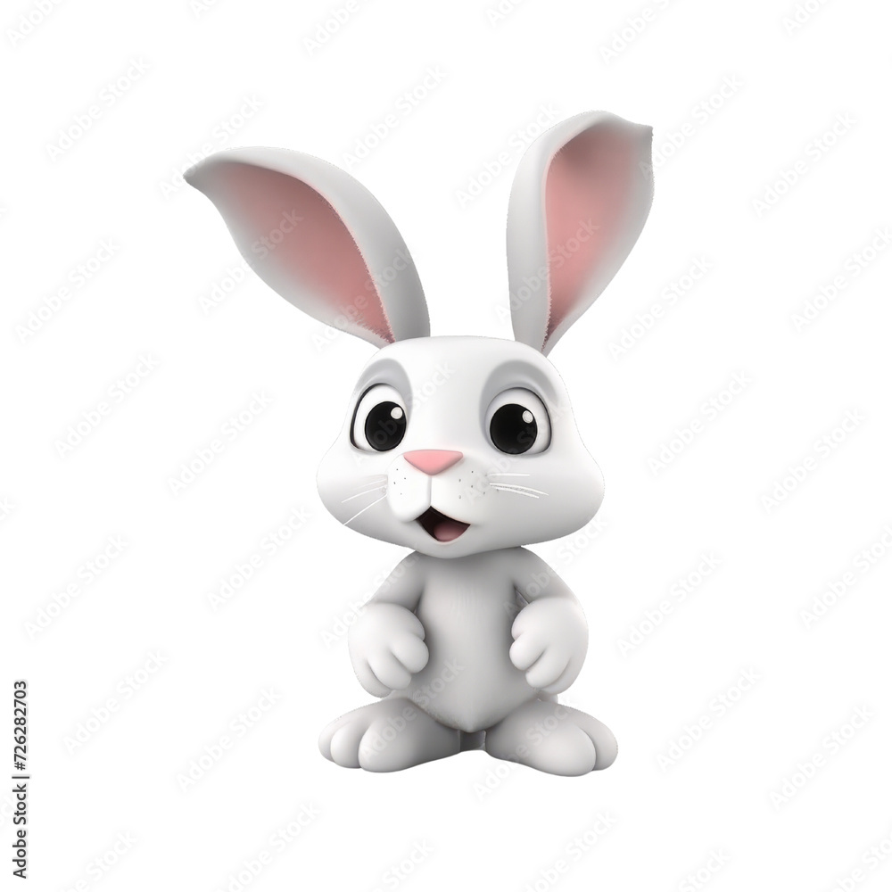 Cartoon Rabbit PNG Cutout, Generative AI