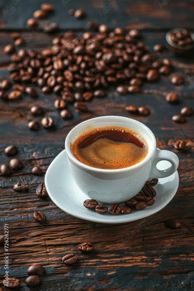 A Cup of Coffee on Wooden Table A Cup of Coffee on Wooden Table
