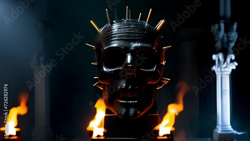 Spiked Head Statue: Intriguing Sculpture of a Man With Spikes on His Head. Generative AI.