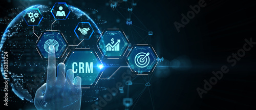 Business  Technology  Internet and network concept. CRM Customer Relationship Management. 3d illustration