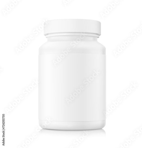 Plastic bottle mockup for sports nutrition. Vector illustration isolated on white background. Can be use for template your design, presentation, promo, ad. EPS10.