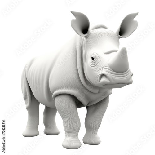 Cartoon Rhinoceros PNG Cutout, Generative AI