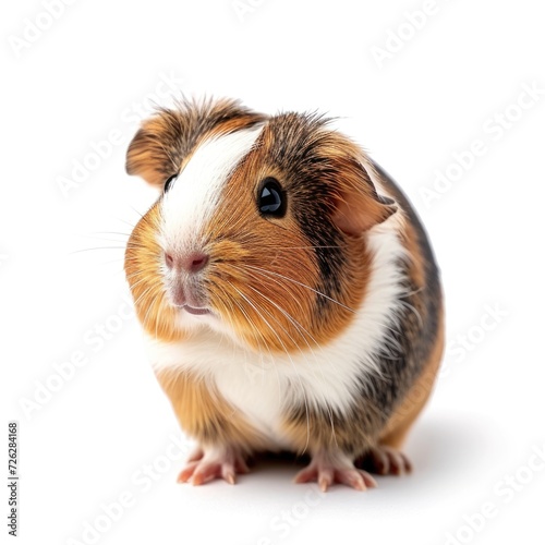 Guinea Pig in natural pose isolated on white background, photo realistic