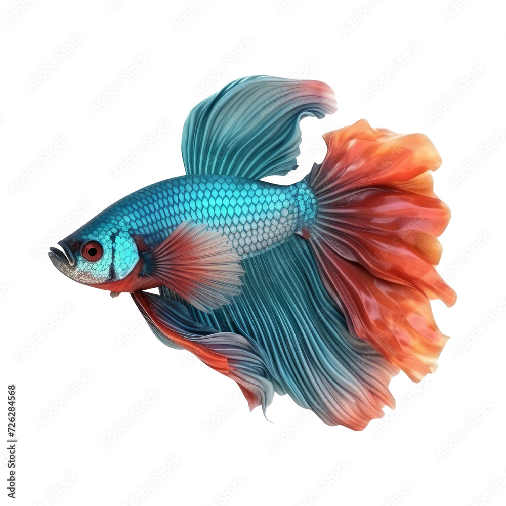 Cartoon Siamese Fighting Fish PNG Cutout, Generative AI Cartoon Siamese Fighting Fish PNG Cutout, Generative AI