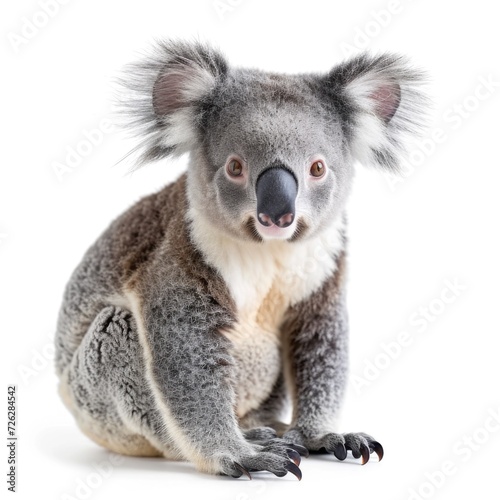 Koala in natural pose isolated on white background  photo realistic
