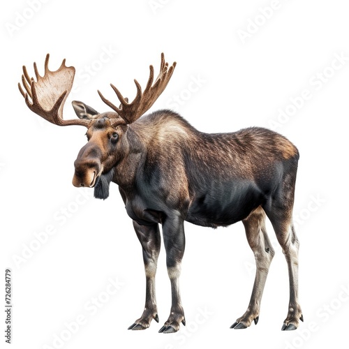 Wallpaper Mural Moose standing in natural pose isolated on white background, photo realistic Torontodigital.ca