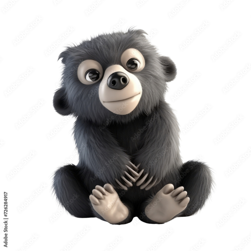 Cartoon Sloth Bear PNG Cutout, Generative AI Cartoon Sloth Bear PNG Cutout, Generative AI