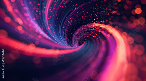 An abstract background with a swirling vortex of sparkling lights in a dynamic array of pinks, blues, and purples, resembling a journey through a cosmic galaxy  photo