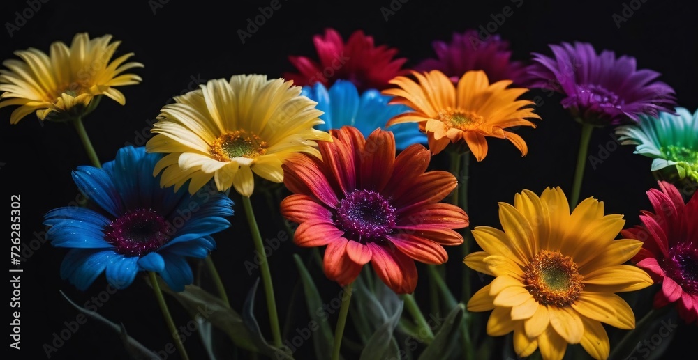 Obraz premium Rainbow smoky flowers on black background.