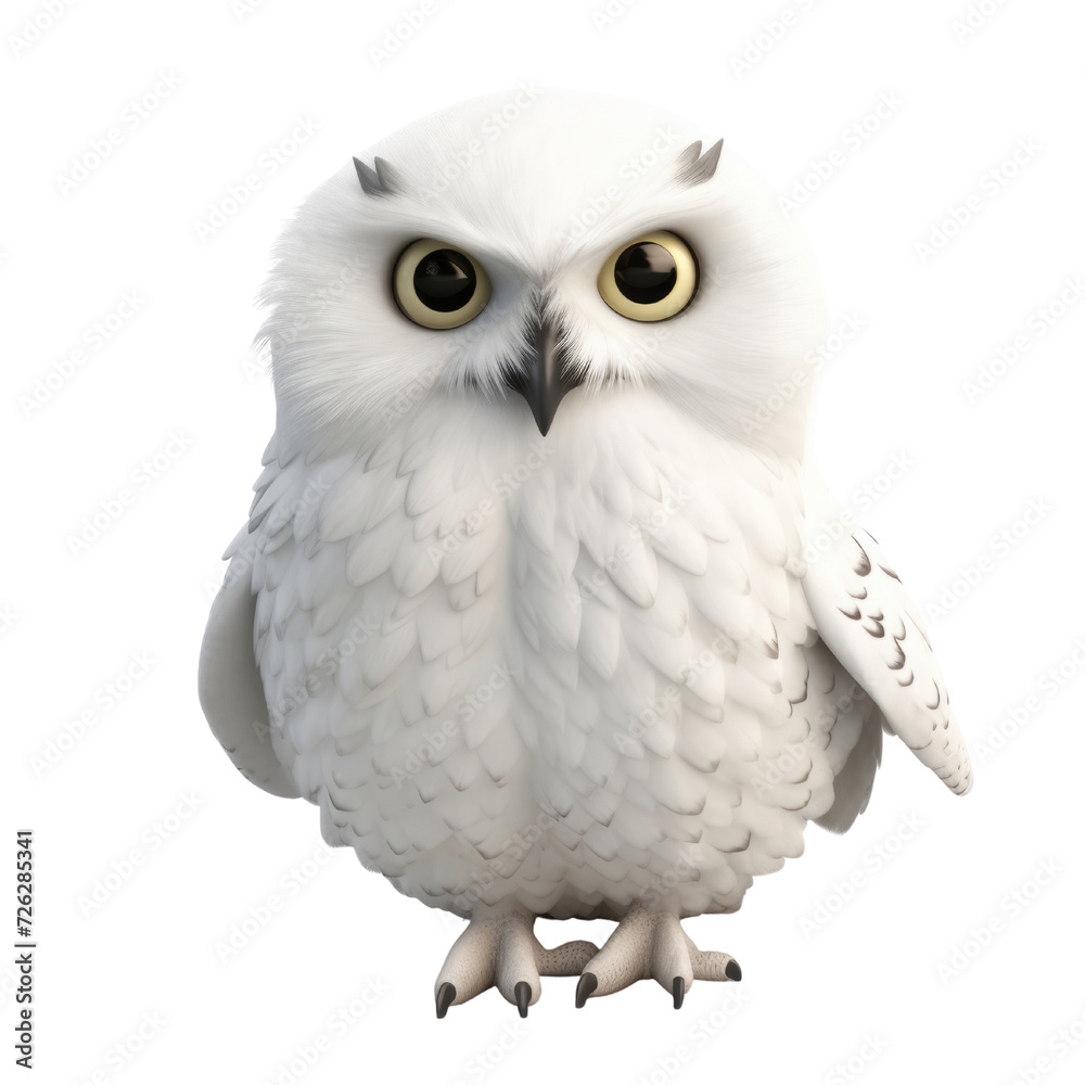 Cartoon Snowy Owl PNG Cutout, Generative AI Cartoon Snowy Owl PNG Cutout, Generative AI