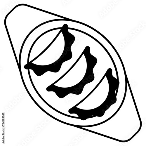 Chinese dumplings glyph and line vector illustration