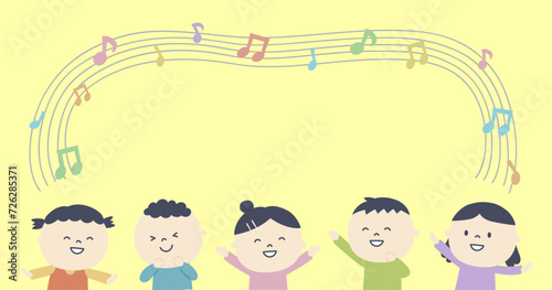 子供と音符のフレーム