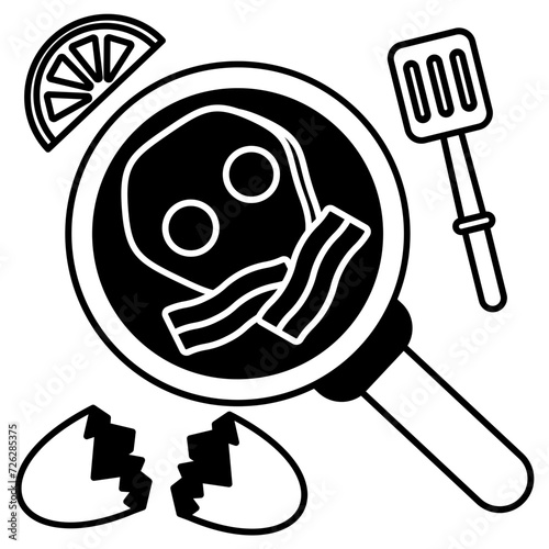 Egg omelette glyph and line vector illustration