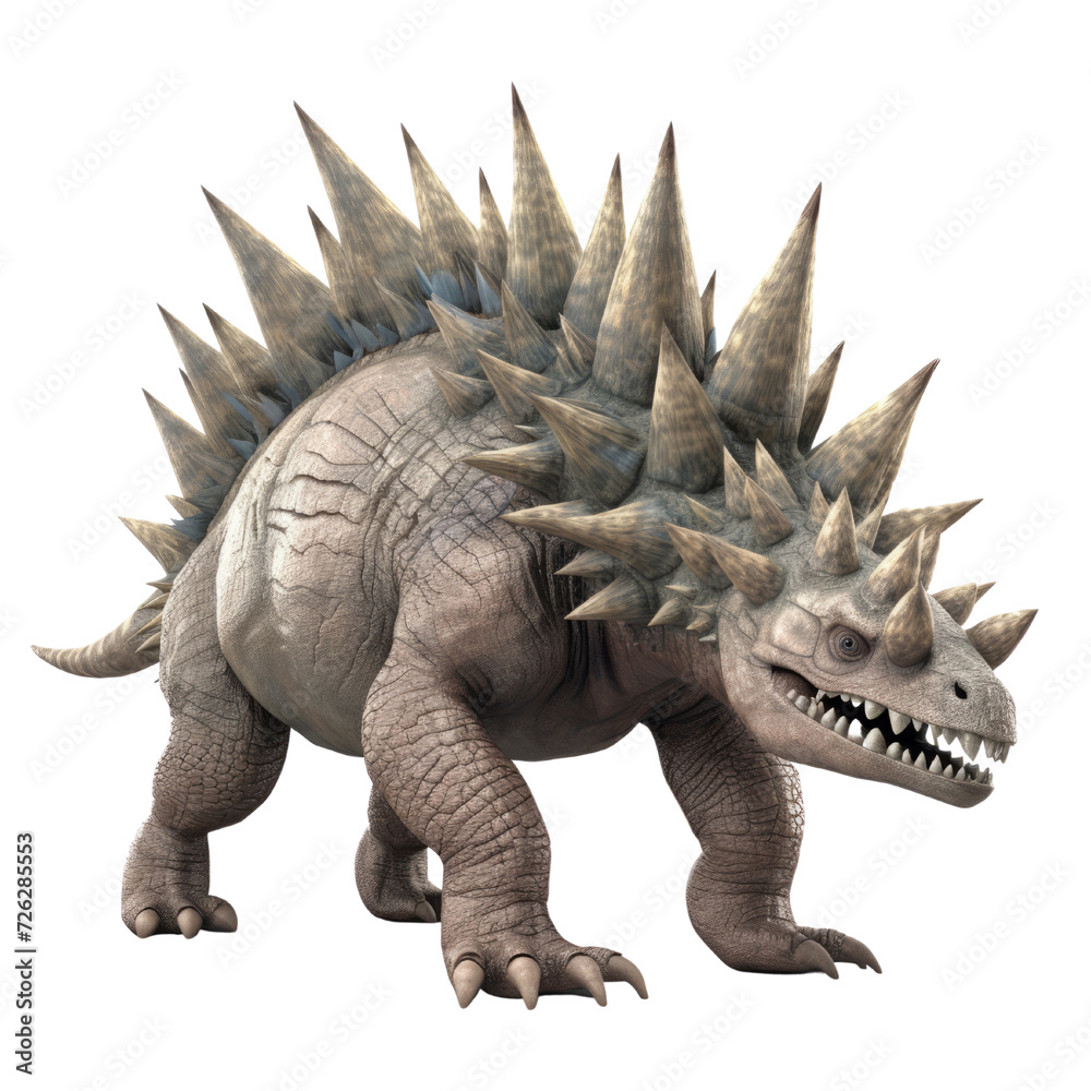 Fototapeta premium Cartoon Stegosaurus PNG Cutout, Generative AI