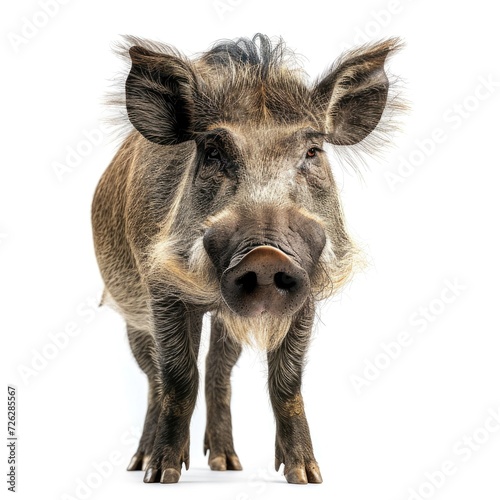 Warthog in natural pose isolated on white background, photo realistic © Pixel Pine