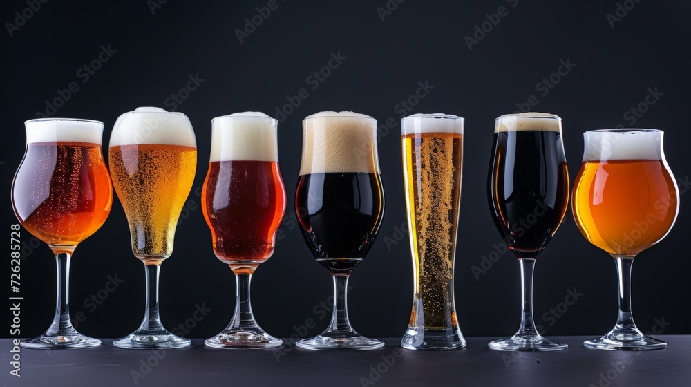 Assorted Beers in a Lineup Assorted Beers in a Lineup