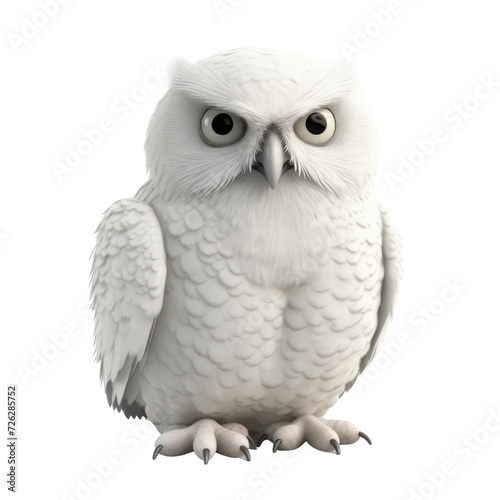 Cartoon Snowy Owl PNG Cutout, Generative AI