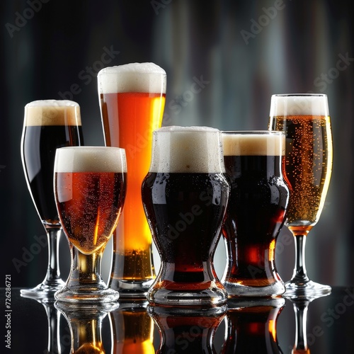 Various Beer-Filled Glasses