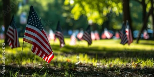 US flags in honor of fallen heroes