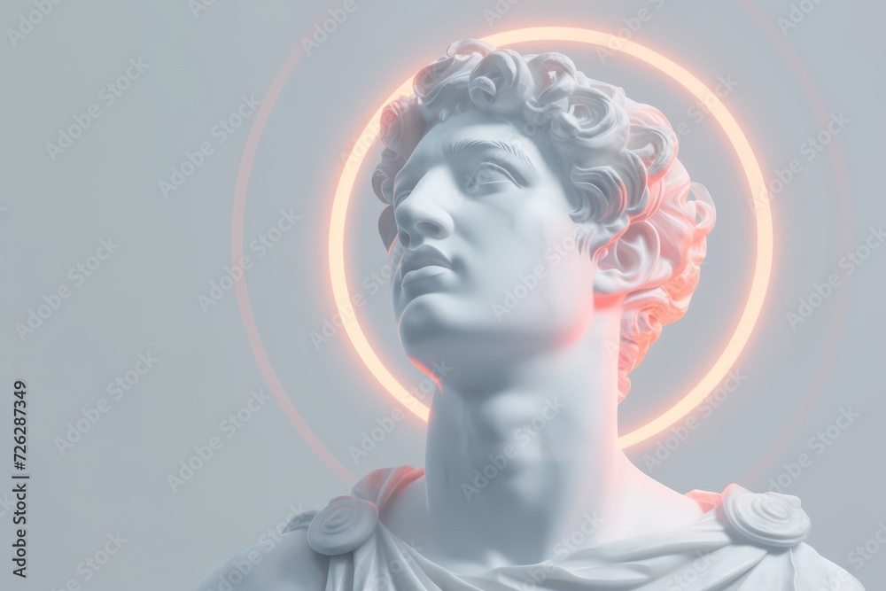 Surreal 3D illustration of an ancient Greek statue. Modern Art digital Surreal 3D illustration of an ancient Greek statue. Modern Art digital