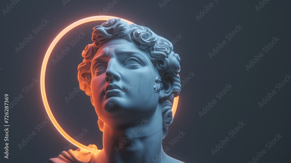 Surreal 3D illustration of an ancient Greek statue. Modern Art digital Surreal 3D illustration of an ancient Greek statue. Modern Art digital