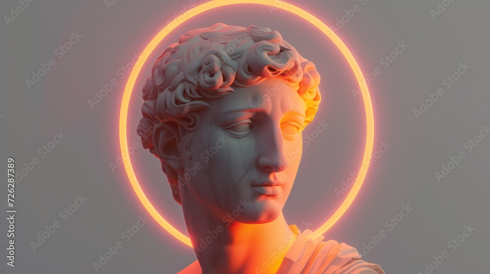 Surreal 3D illustration of an ancient Greek statue. Modern Art digital