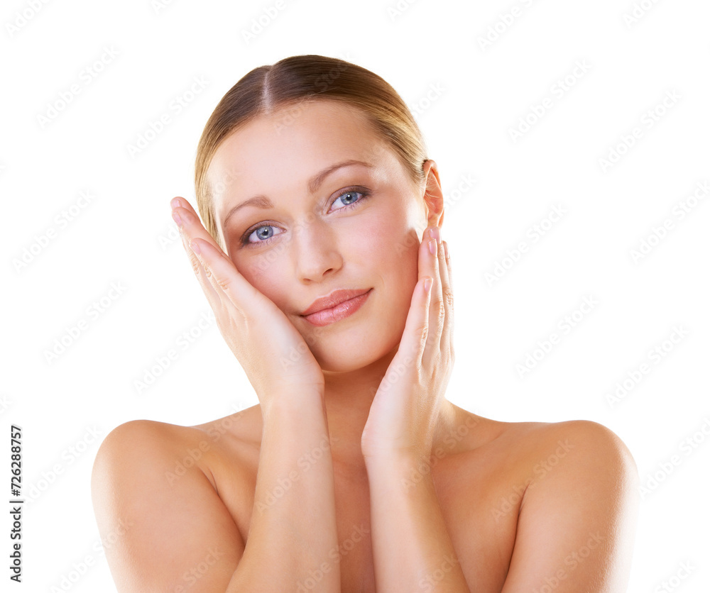Studio, portrait and woman with skincare smooth face on a white background for natural beauty and wellness. Body care, cosmetic dermatology and healthy woman from the Netherlands with confidence Studio, portrait and woman with skincare smooth face on a white background for natural beauty and wellness. Body care, cosmetic dermatology and healthy woman from the Netherlands with confidence