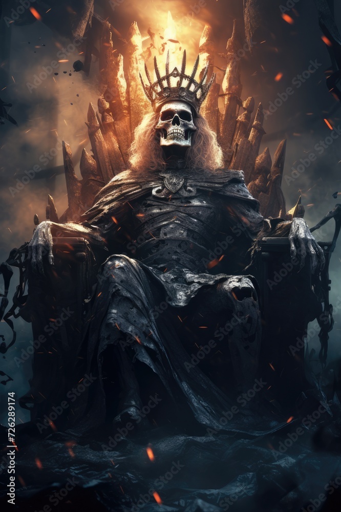 The Rise of the Skeleton King: A Spooky AI-Generated Halloween Artwork Depicting an Undead Monarch