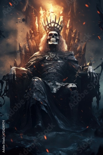 The Rise of the Skeleton King: A Spooky AI-Generated Halloween Artwork Depicting an Undead Monarch