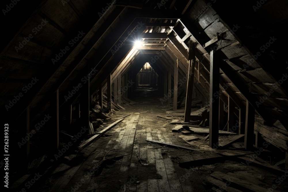 Decadence and Decay in the Creepy Abandoned Attic: Haunted and Dark Corridors with Ancient