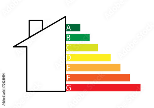 Icono de eficiencia energética con silueta de casa. photo