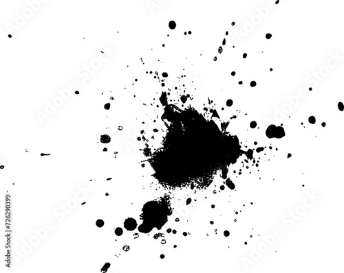 black watercolor painting splash splatter on white background