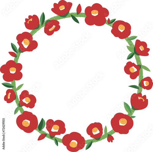 A neat style red camellia flower illustration. Hand drawn wreath camellia flower vector illustration that can be used for covers, posters, flyers and banners