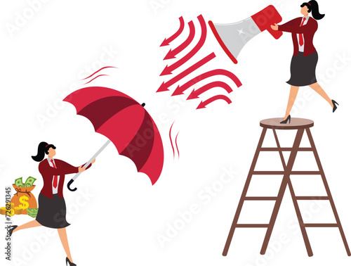 Chide, Bossy,Protection,Sheltering,Shield,Customer,Furious,Umbrella, Businesswoman,