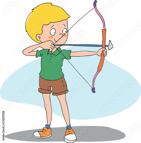 A boy who shoots an arrow.