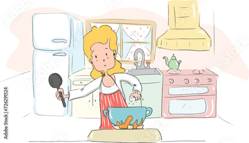 The woman who puts salt on the food she cooks on the stove.