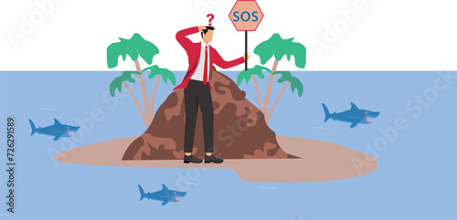 Help, Island, SOS Single Word, Businessman,